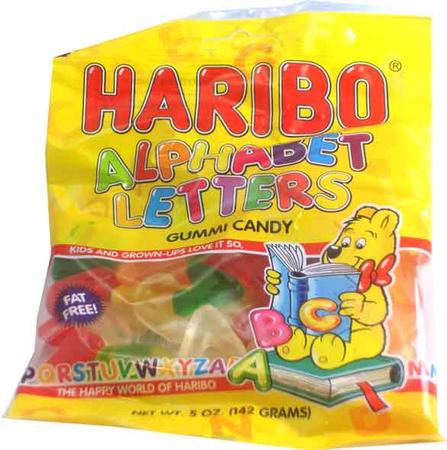 HARIBO ALPHABET LETTER GUMMI CANDY 5 OZ 