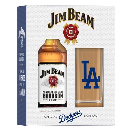 JIM BEAM KENTUCKY STRAIGHT BOURBON WHISKEY 750 ML WITH LOS ANGELES DODGERS GLASS