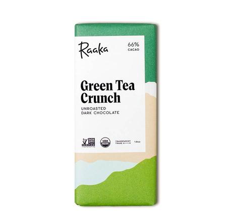 RAAKA GREEN TEA CRUNCH CHOCOLATE BAR    