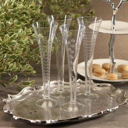 ZODAX ETCHED TRUMPET CHAMPAGNE FLUTE    