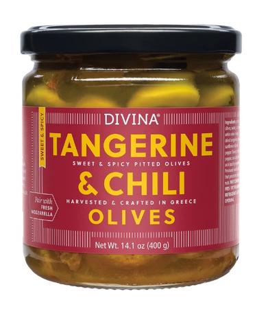 DIVINA TANGERINE & CHILI GREEK OLIVES 14.1OZ