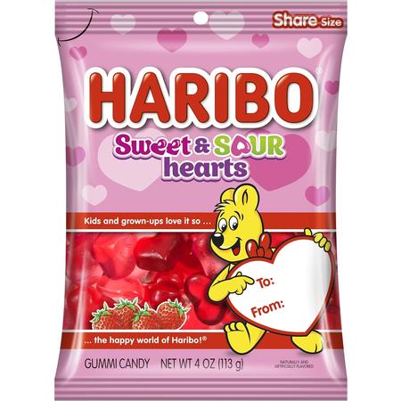 HARIBO SWEET & SOUR HEARTS GUMMI CANDY 4 OZ BAG