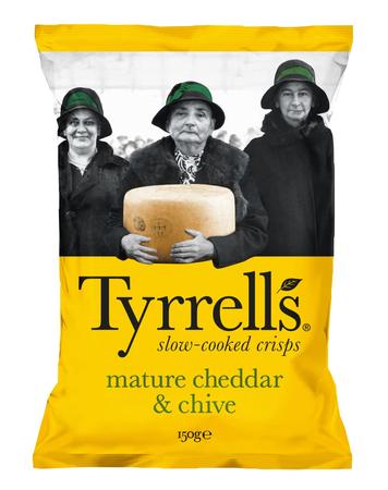 TYRRELL`S MATURE CHEDDAR & CHIVES POTATO CHIPS 150G