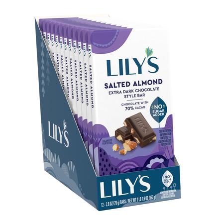 LILY`S SALTED ALMOND EXTRA DARK CHOCOLATE 70%