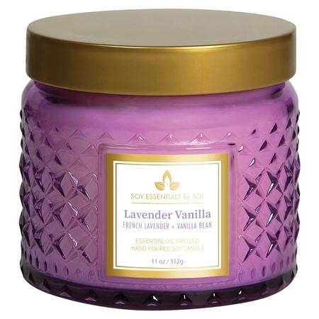 SOY ESSENTIALS LAVENDER VANILLA ESSENTIAL OIL INFUSED CANDLE 11OZ