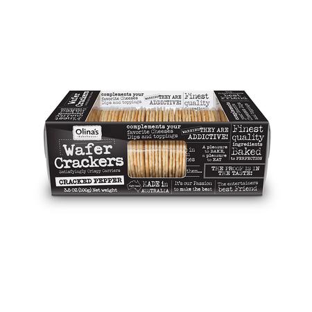OLINA`S BAKEHOUSE CRACKED PEPPER WAFER CRACKERS 100G