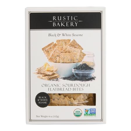 RUSTIC BAKERY BLACK + WHITE SESAME SOURDOUGH FLATBREAD BITES 4OZ