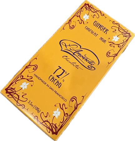 L`AMOURETTE DARK CHOCOLATE W/ GINGER 72% 3.5OZ