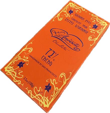L`AMOURETTE DARK CHOCOLATE W/ ORANGE PEEL 72% 3.5OZ