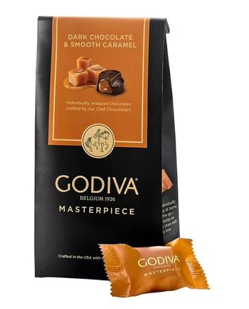 GODIVA MASTERPIECE DARK CHOCOLATE CARAMEL BAG 4.1OZ