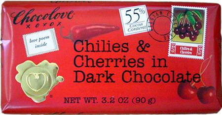 CHOCOLOVE CHILIES + CHERRIES DARK CHOC  