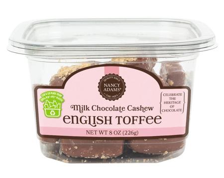 NANCY ADAMS MILK CHOCOLATE ENGLISH TOFFEE TUB 8OZ