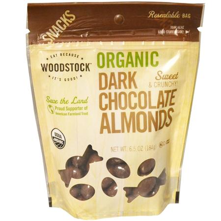 WOODSTOCK DARK CHOCOLATE ALMONDS 6.5OZ  